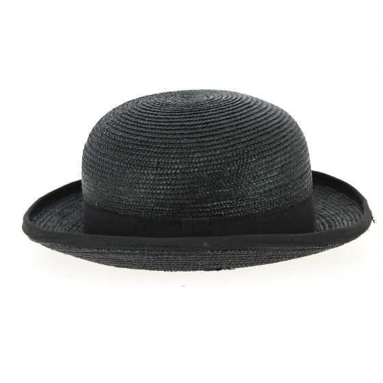 Black Straw Bowler Hat