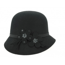 Chapeau Cloche Maithe Feutre Laine Noir- Traclet