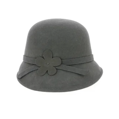 Chapeau Cloche Angelina Feutre Laine Gris- Traclet Reference : 9624 | Chapellerie Traclet
