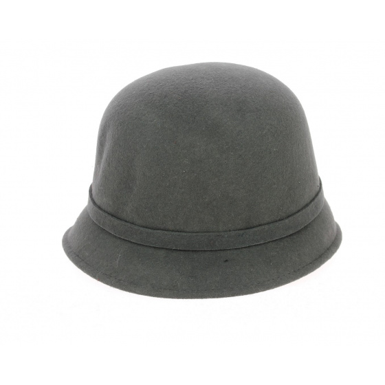 Angelina Gray Wool Felt Cloche Hat - Traclet