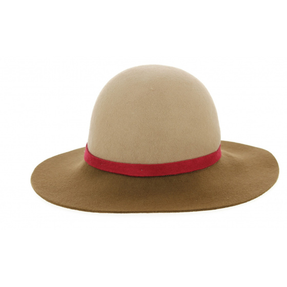 Camel Wool Felt Wide Brim Hat - Traclet