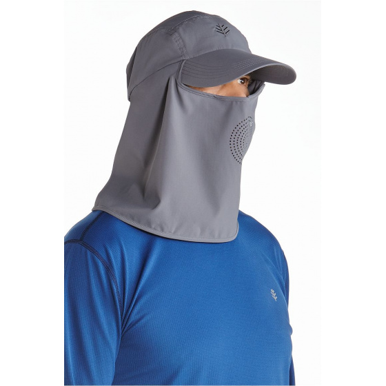 Ultra Sport Cap with neck cover & face cover Grey - Coolibar