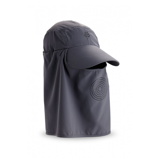 Ultra Sport Cap with neck cover & face cover Grey - Coolibar