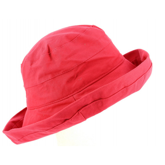 Red Cotton Moon Wide-Brimmed Hat - Traclet