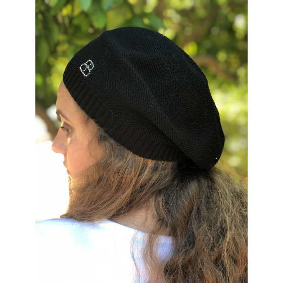 Béret Irma Coton Fleur Noir- BeBeret