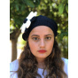 Irma Cotton Flower Black Beret - BeBeret