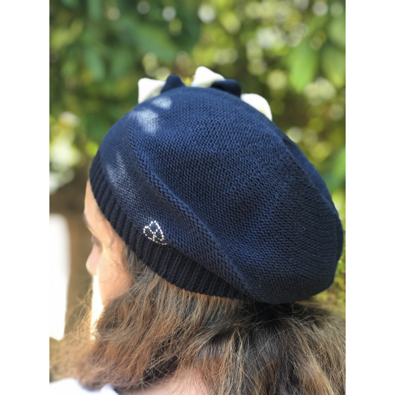 Béret Irma Coton Fleur Noir- BeBeret