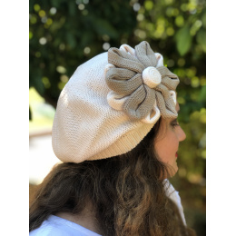 Irma Cotton Flower Pale Pink Beret - BeBeret