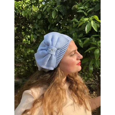 Bella Summer Beret Sky Blue Cotton - BeBeret Reference: 8946 | Traclet Hat Shop