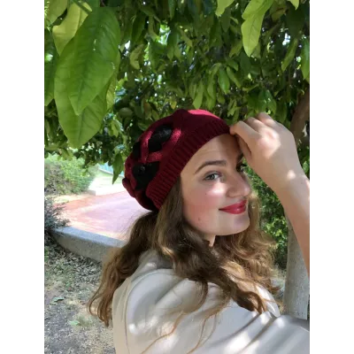 Burgundy Cotton Summer Beret Elipsse - BeBeret Reference: 9648 | Traclet Hat Shop