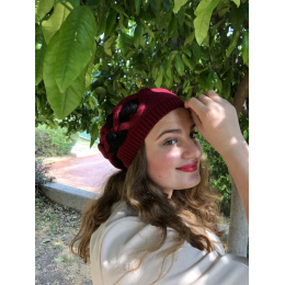 Burgundy Cotton Summer Beret Elipsse - BeBeret