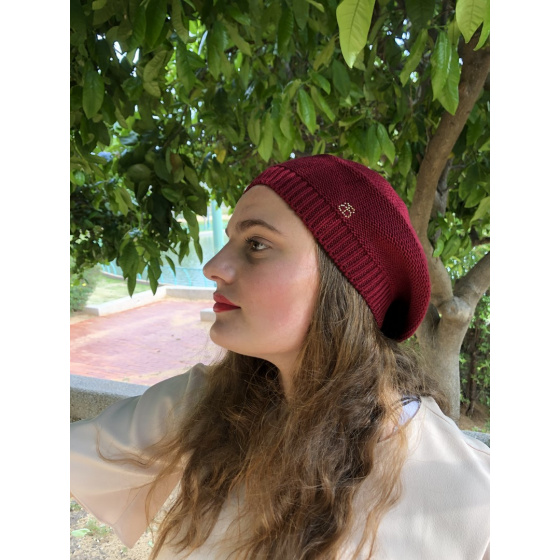 Burgundy Cotton Summer Beret Elipsse - BeBeret