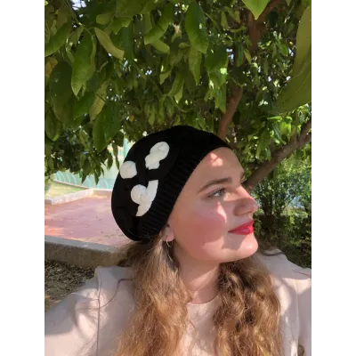 Black Cotton Elipsse Summer Beret - BeBeret Reference: 9650 | Traclet Hat Shop