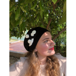 Black Cotton Elipsse Summer Beret - BeBeret