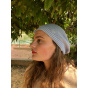 Leïla Cotton Beret Blue & Pink Flower - BeBeret