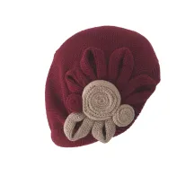 Béret Leïla Coton Fleur Bordeaux & Beige- BeBeret Reference : 9656 | Chapellerie Traclet