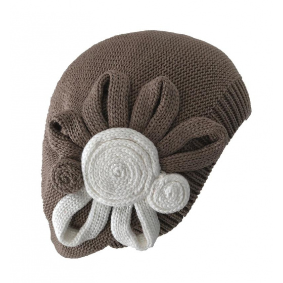 Leïla Cotton Flower Beret Beige & White- BeBeret