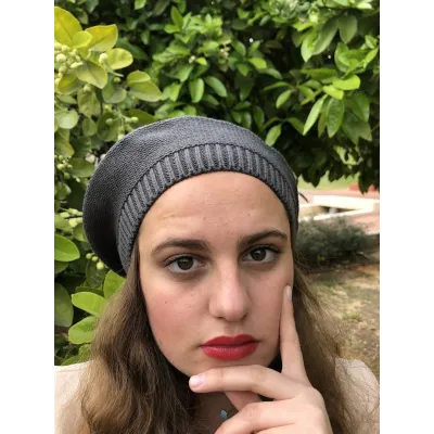 Grey Cotton Sacha Beret - BeBeret Reference: 9662 | Chapellerie Traclet
