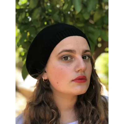 Sacha Black Cotton Beret