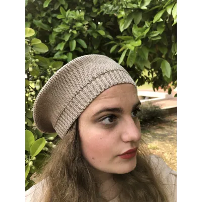 Sacha Beige Cotton Beret- BeBeret