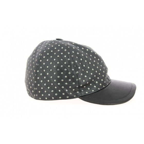 Casquette Baseball Borchiata Cuir Noire- Traclet 