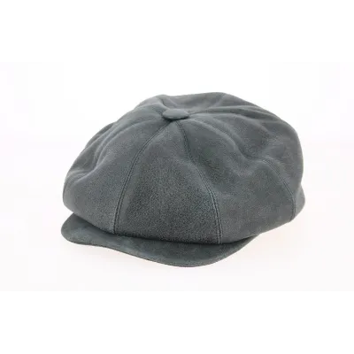 Casquette 8 Côtes Buffalo Cuir Gris Anthracite- Traclet  Reference : 9675 | Chapellerie Traclet