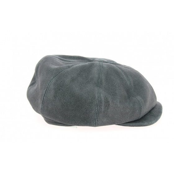 8-Panel Buffalo Leather Cap in Anthracite Gray - Traclet