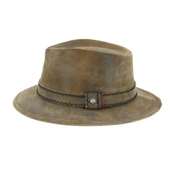 Brown Leather Traveller Madras Hat - Stetson Brown Leather Traveller Madras Hat - Stetson