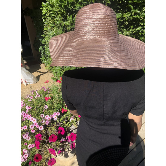Thonon Metallic Pink Wide-Brim Hat - Traclet