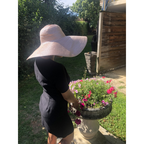 Thonon Metallic Pink Wide-Brim Hat - Traclet