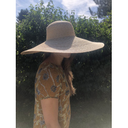 Natural Fine Braid Amber Wide Brim Hat - Traclet