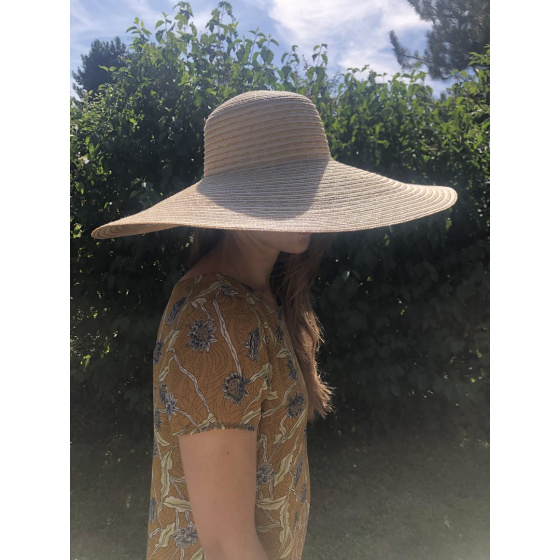 Natural Fine Braid Amber Wide Brim Hat - Traclet