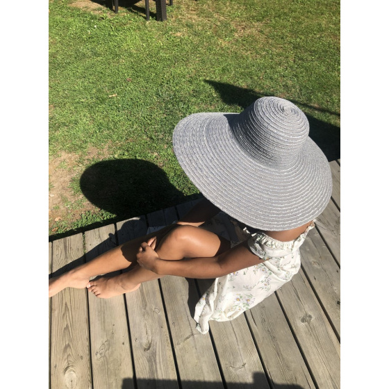 Gray Fine Braided Amber Wide-Brimmed Hat - Traclet