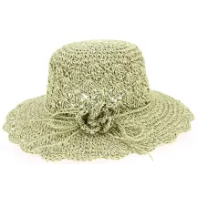 Michela Green Paper Straw Wide Brim Hat - Traclet Reference: 3580 | Traclet Hat Shop