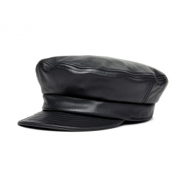 Black Leather Fiddler Unstructured Marine Cap - Brixton