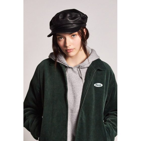 Black Leather Fiddler Unstructured Marine Cap - Brixton