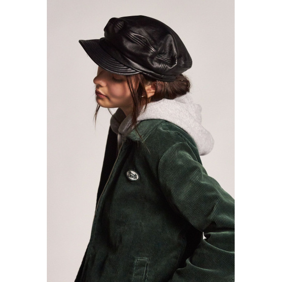 Black Leather Fiddler Unstructured Marine Cap - Brixton