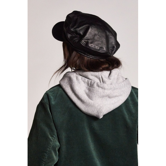 Black Leather Fiddler Unstructured Marine Cap - Brixton