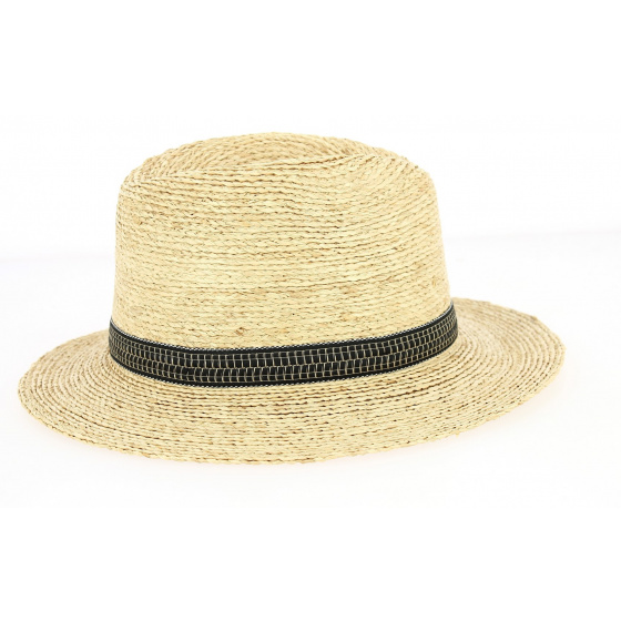 Chapeau Fedora Santiago Raffia Naturelle- Brixton Chapeau Fedora Santiago Raffia Naturelle- Brixton
