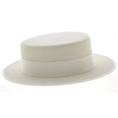 Canotier Feutre Laine Blanc - Traclet