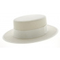 White Wool Felt Boater Hat - Traclet