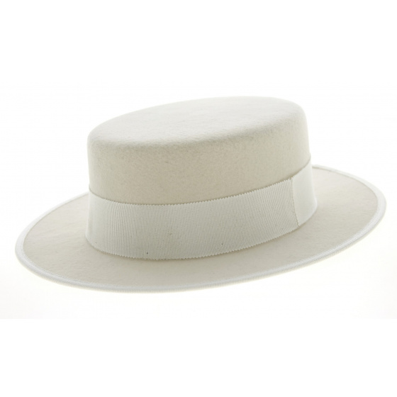Canotier Feutre Laine Blanc - Traclet