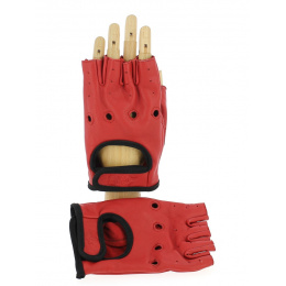 Red & Black Leather Driving Mittens- Aussie Apparel