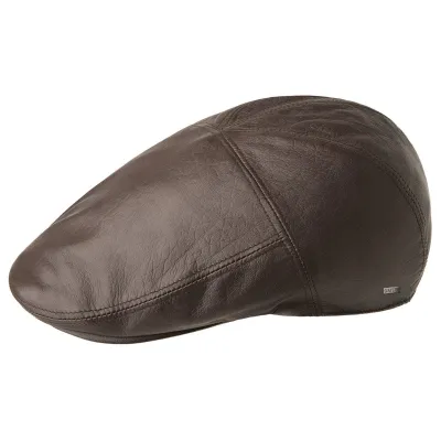 Brown Leather Curved Langham Cap - Bailey Reference: 9727 | Traclet Hat Shop
