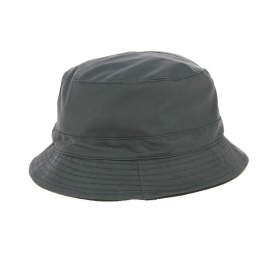 Black Faux Leather Bucket Hat - Traclet