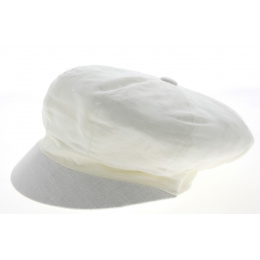 Paola Linen Newsboy Cap White - Crambes
