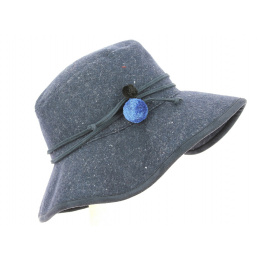 Navy Blue Cotton Onata Wide Brim Hat - Mtm