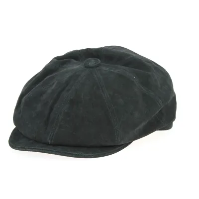 Casquette Hatteras Newsboy Cuir Noire- Aussie Apparel Reference : 8560 | Chapellerie Traclet
