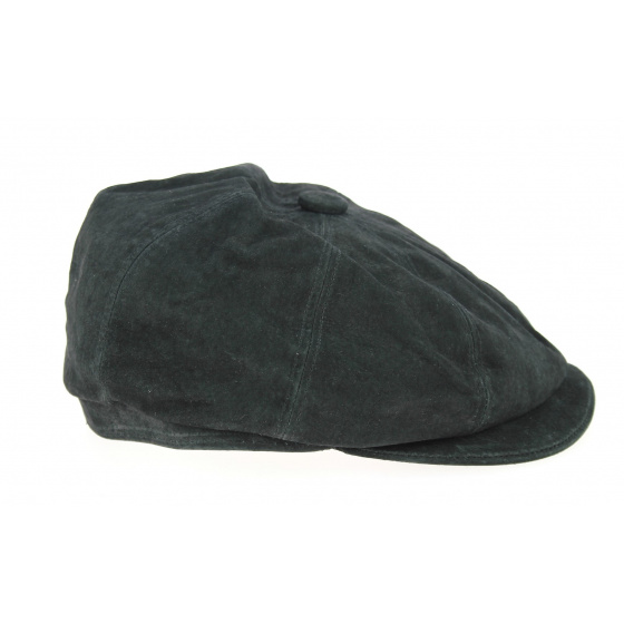 Black Leather Hatteras Newsboy Cap - Aussie Apparel