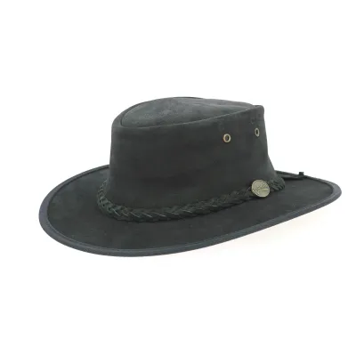 Black Foldaway Suede Australian Hat - Barmah Reference: 9745 | Traclet Hat Shop